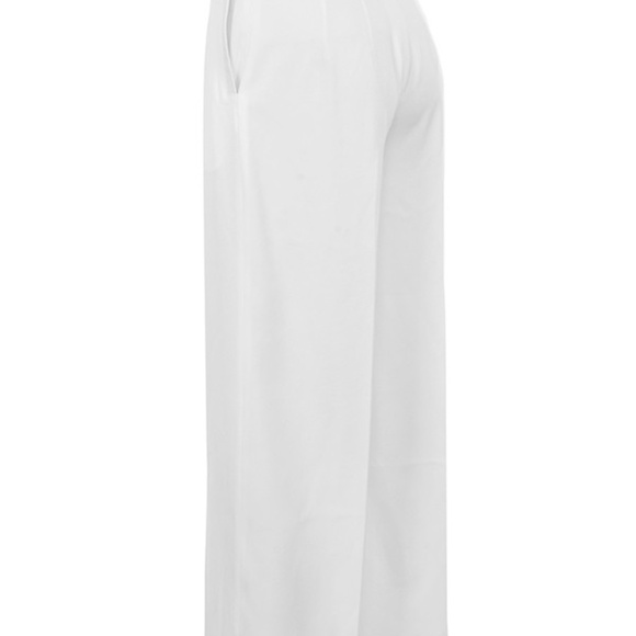 CREAM WIDE LEG VEGAN LEATHER WAISTBAND TROUSERS - Picture 7 of 7